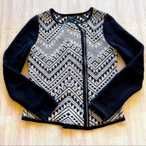 LUCKY BRAND Knit Woven Moto Jacket, Cotton Blend, Small